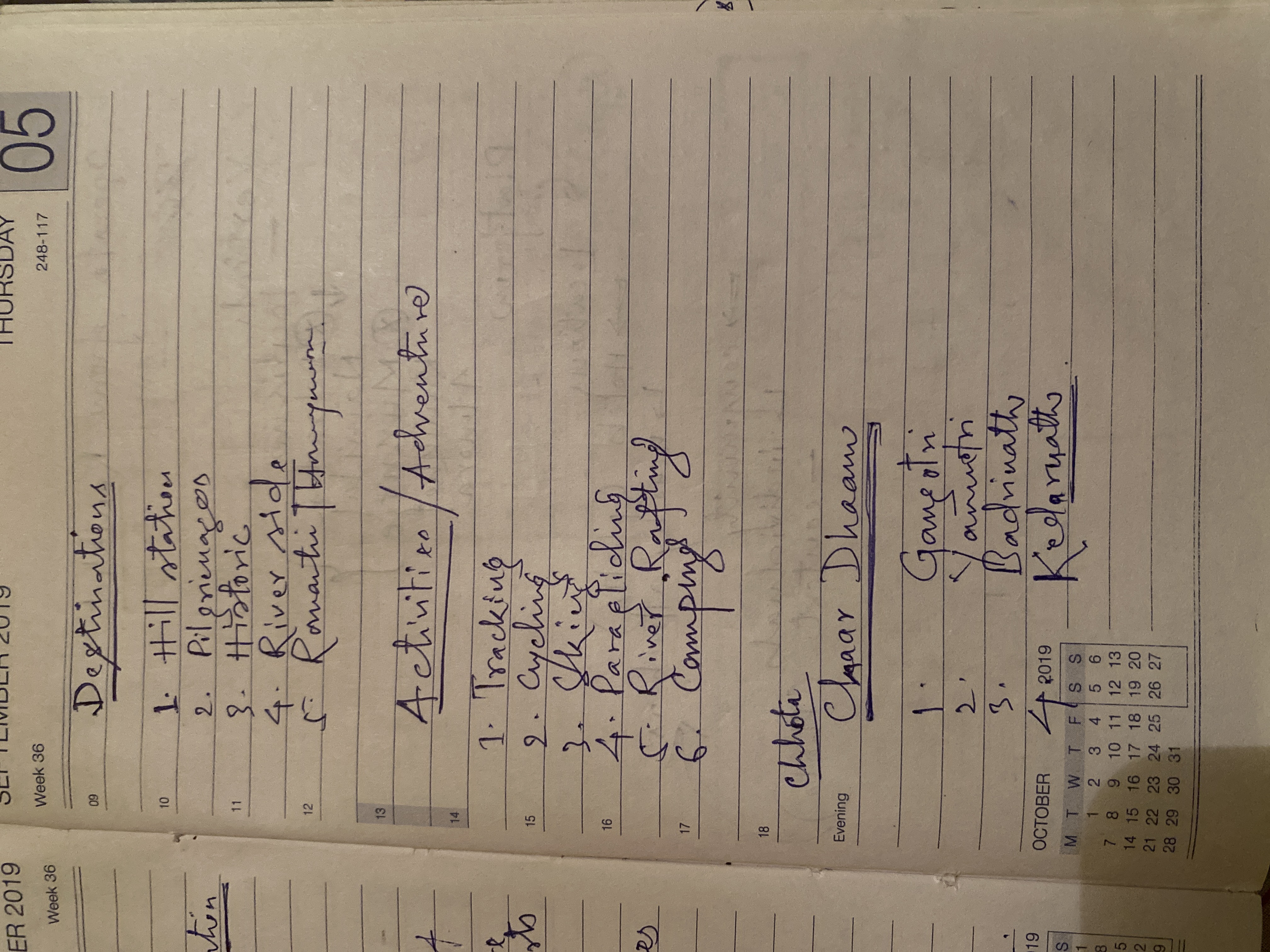 Diary, 2019